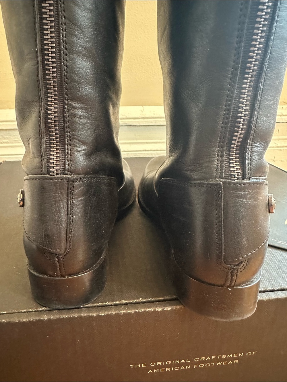 Frye Melissa Button Back Zip Black Leather Riding Boots Sz 8 Classic Tall Equest - Picture 12 of 14